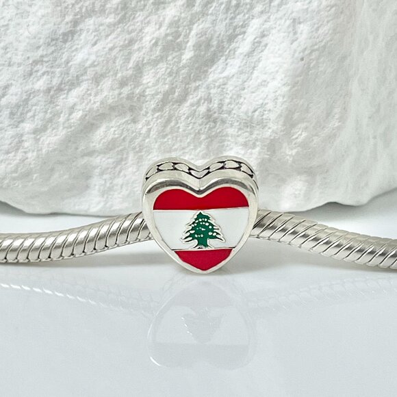 Pandora Lebanon S925 Silver Heart Bead Charm - Picture 1 of 4